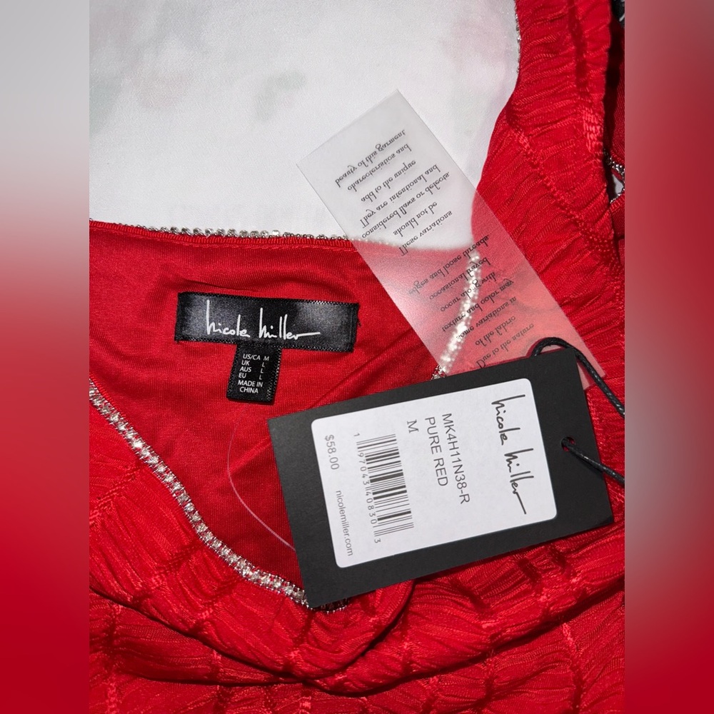 NWT NICOLE MILLER TOP SLEEVELESS RED SIZE M - Picture 9 of 10